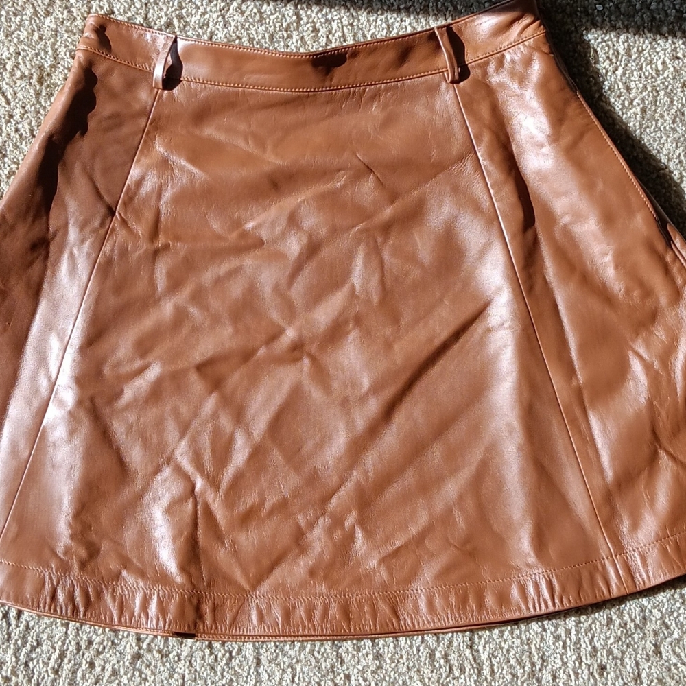 NWT Ralph Lauren Leather swing skirt